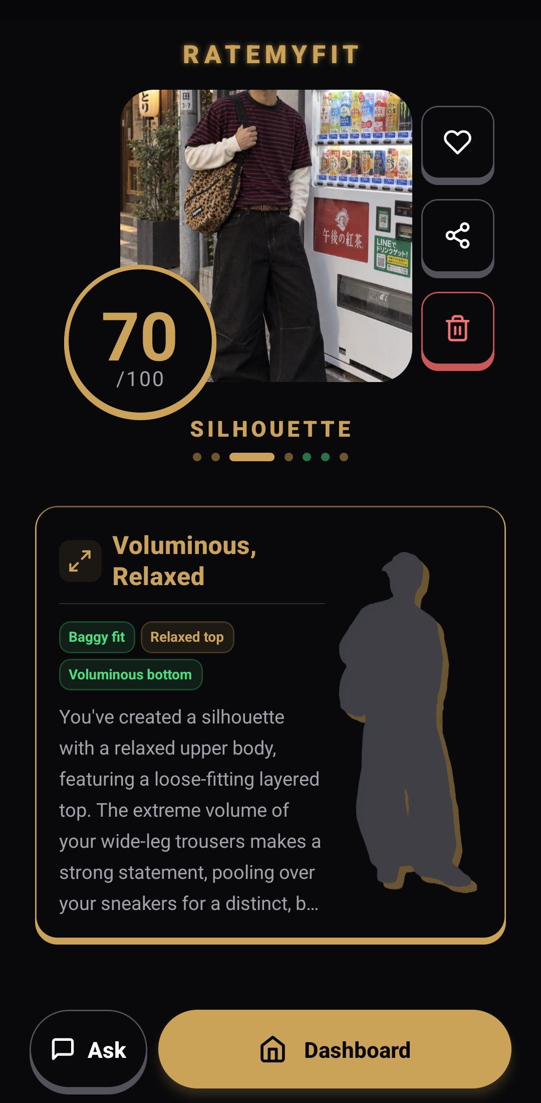 RateMyFit silhouette analysis screen